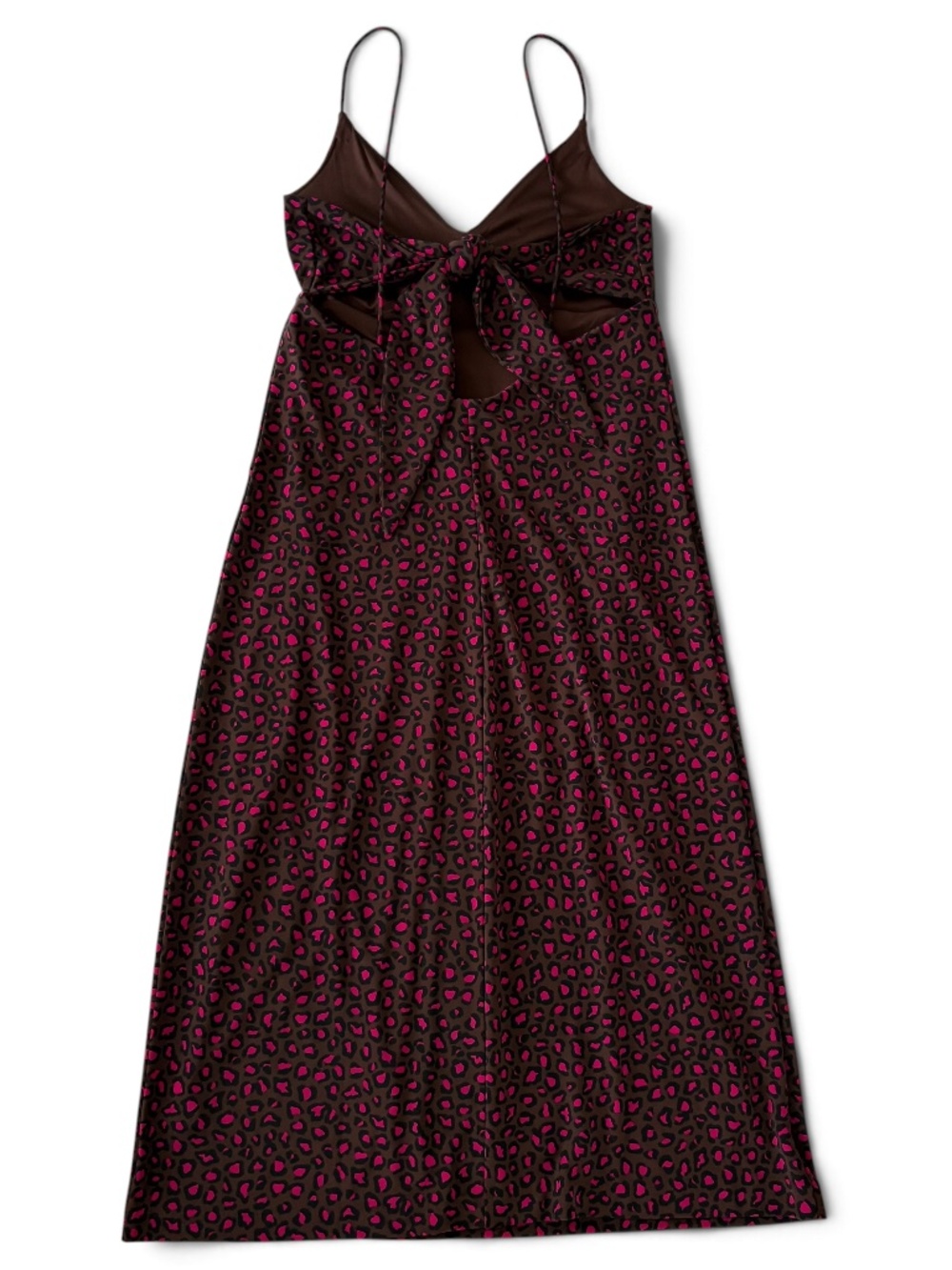 Banana Republic Brown & Pink Cheetah Print Fall Midi Dress Strappy